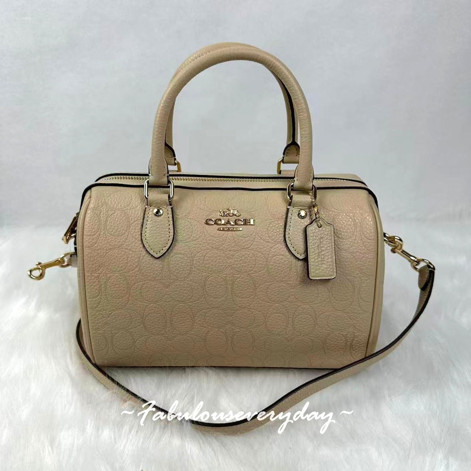 Coach Coach Rowan Satchel Bag Crossbody Signature Leather/Gold/Oat Size ONE SIZE - 1 Thumbnail