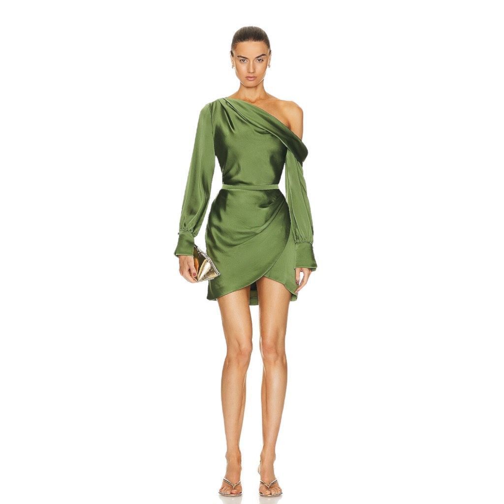 Other SIMKHAI Cameron One Shoulder Mini Dress In Nori 4 Size S / US 4 / IT 40 - 1 Thumbnail