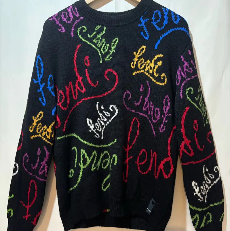 Fendi Fendi Black Wool Blend Logo Knit Sweater 0089 Size US S / EU 44-46 / 1 - 1 Thumbnail