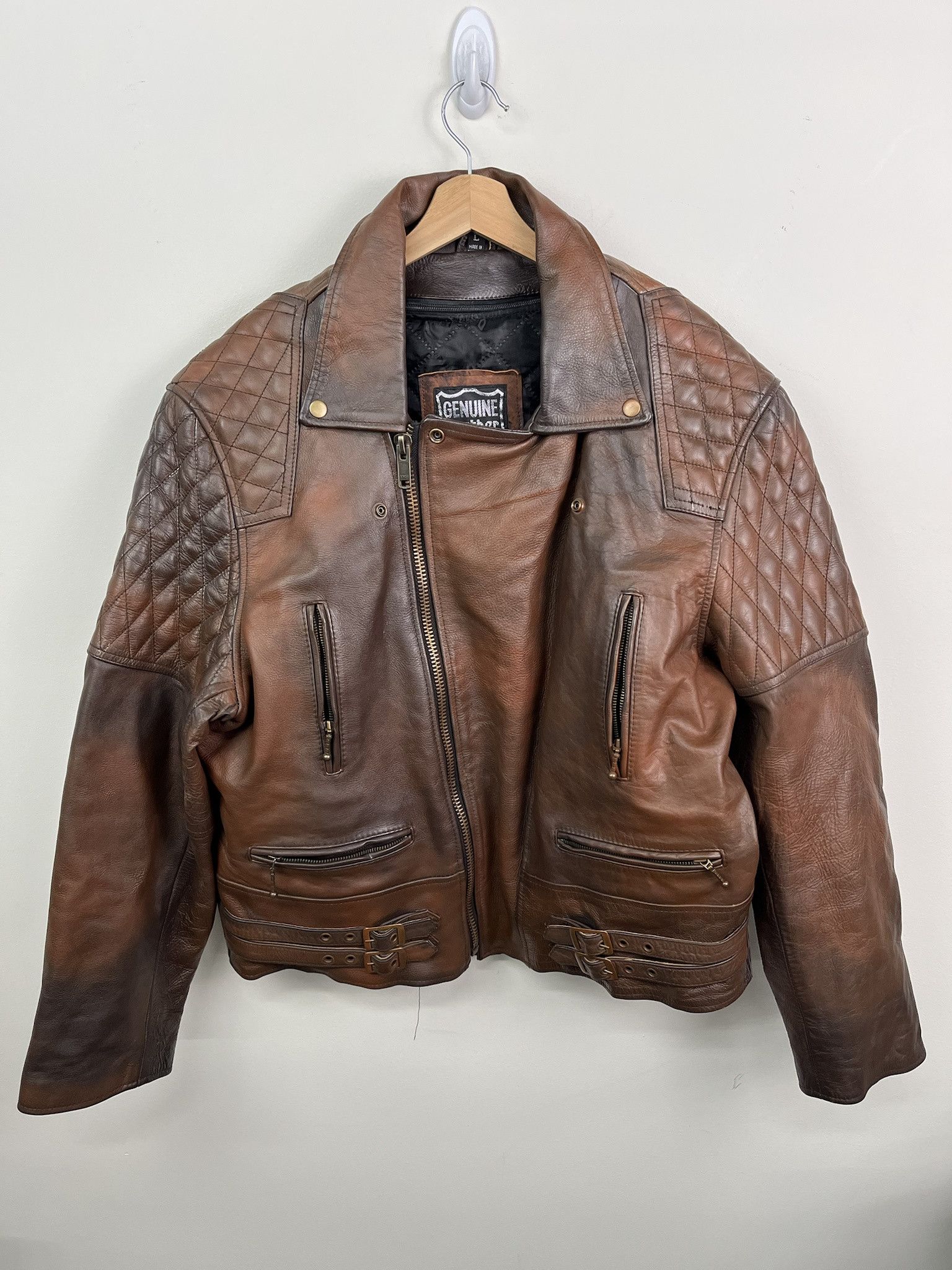 Vintage Leather Jacket Sons of Thunder 1990s Leather Jacket Size L