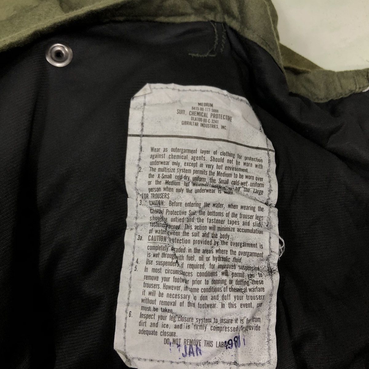 Buzz Rickson's 🔥Vintage Suit Chemical Protective Cargo Pants Military Size US 38 / EU 54 - 12 Thumbnail