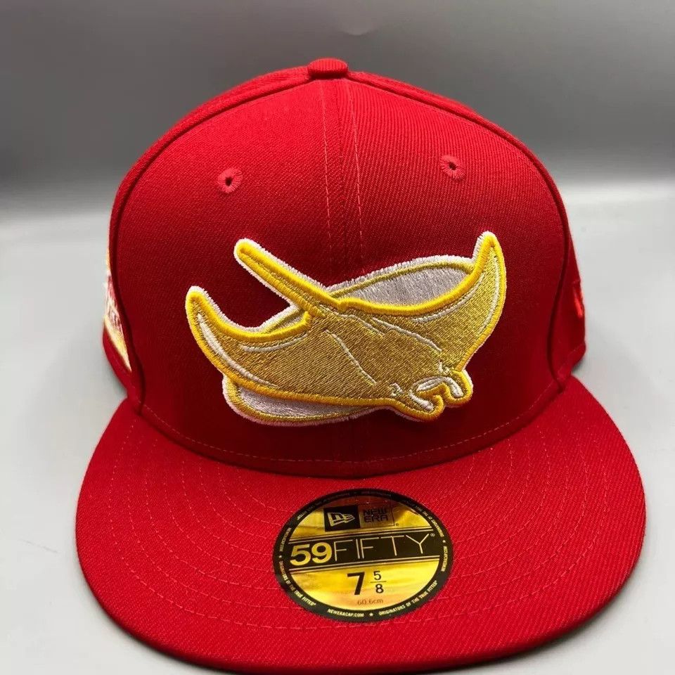 New Era Tampa Bay Rays Hat Men 7 5/8 Red 59Fifty New Era Fitted Cap Size ONE SIZE - 2 Thumbnail