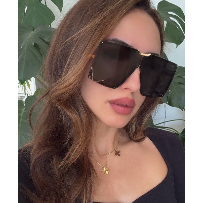 Max Mara NEW Max Mara MM0117 Oversized Sunglasses in Gold Green Size ONE SIZE - 1 Thumbnail