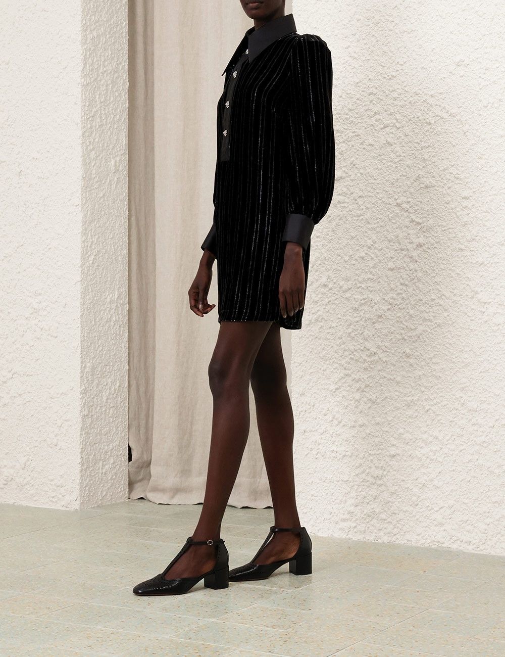 Zimmermann oc11z0925 Illustration Velvet Mini Dress in Black Size M / US 6-8 / IT 42-44 - 3 Thumbnail