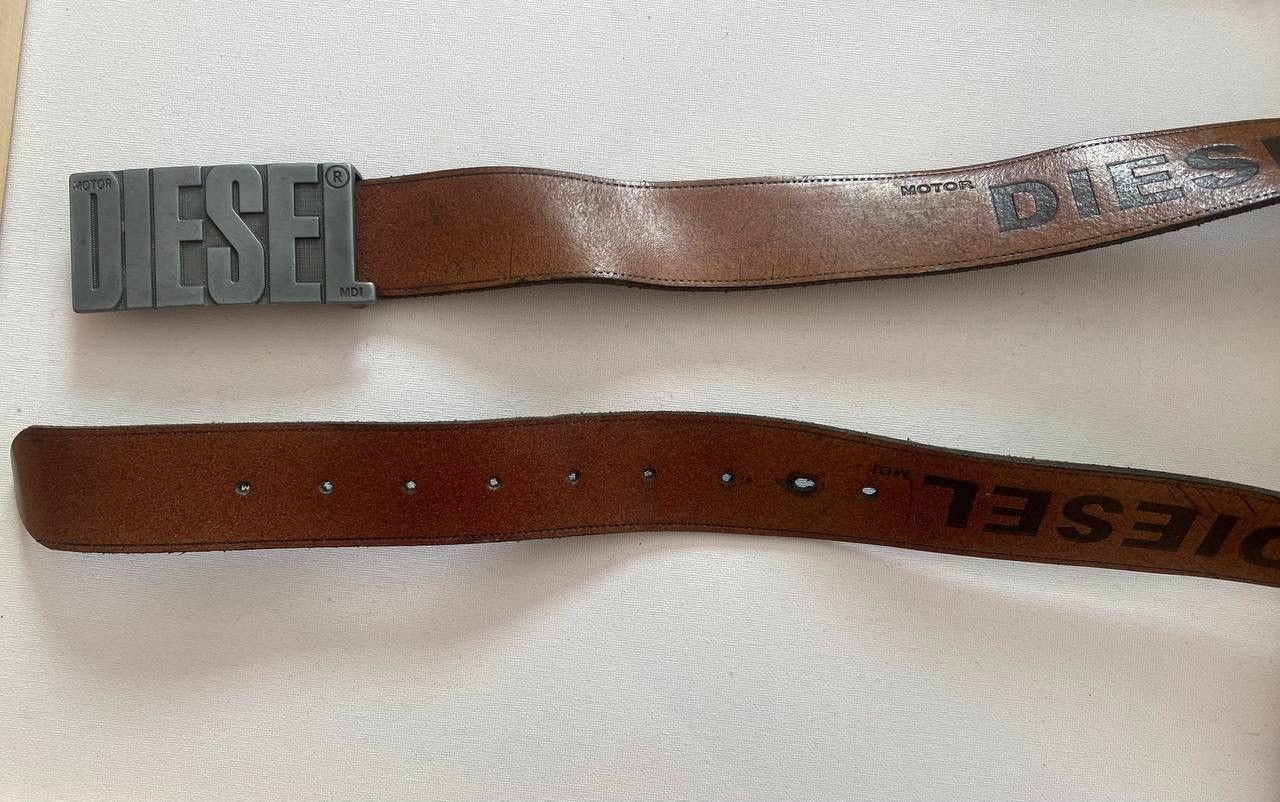 Diesel Vintage Diesel Metal Logo Spellout Leather Belt Y2K LGB rare Size ONE SIZE - 5 Thumbnail
