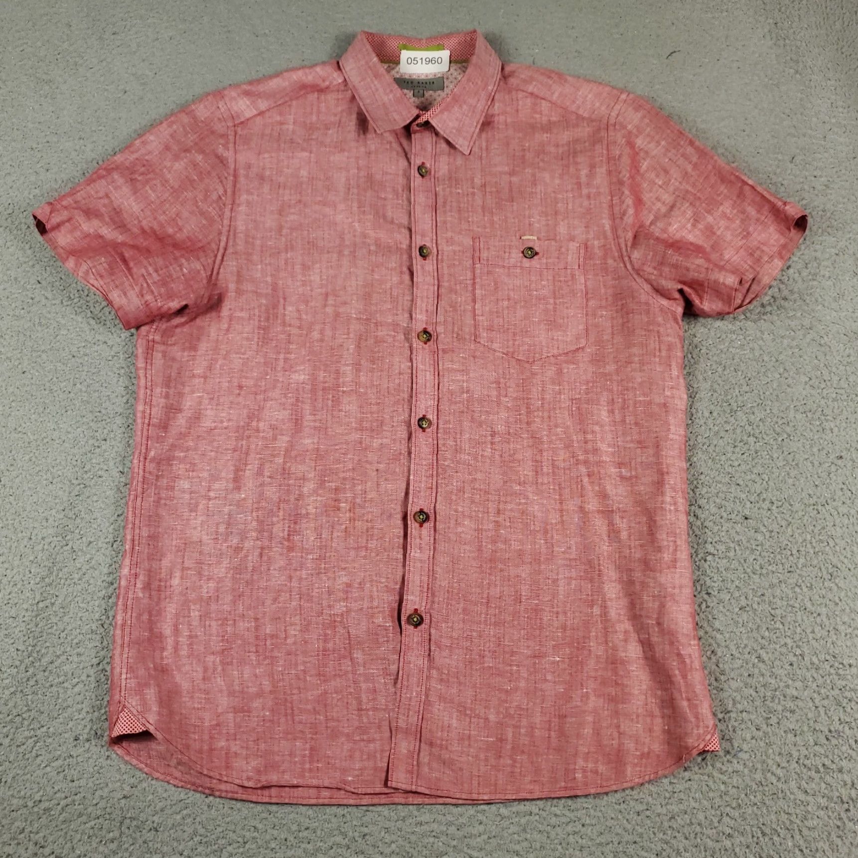 Ted Baker Ted Baker London Shirt Size 3 Red Short Sleeve Button-Up Cotton Casual Dress Shirt Regular Fit Mens Size US S / EU 44-46 / 1 - 2 Thumbnail