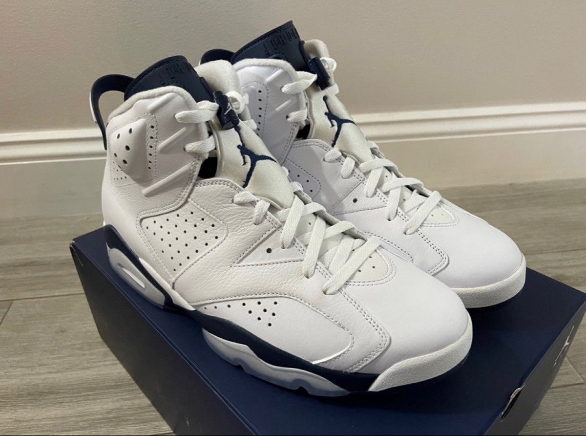 Jordan Brand Air Jordan 6 Retro CT8529-141 White Midnight Navy Size 12 Size US 12 / EU 45 - 4 Thumbnail