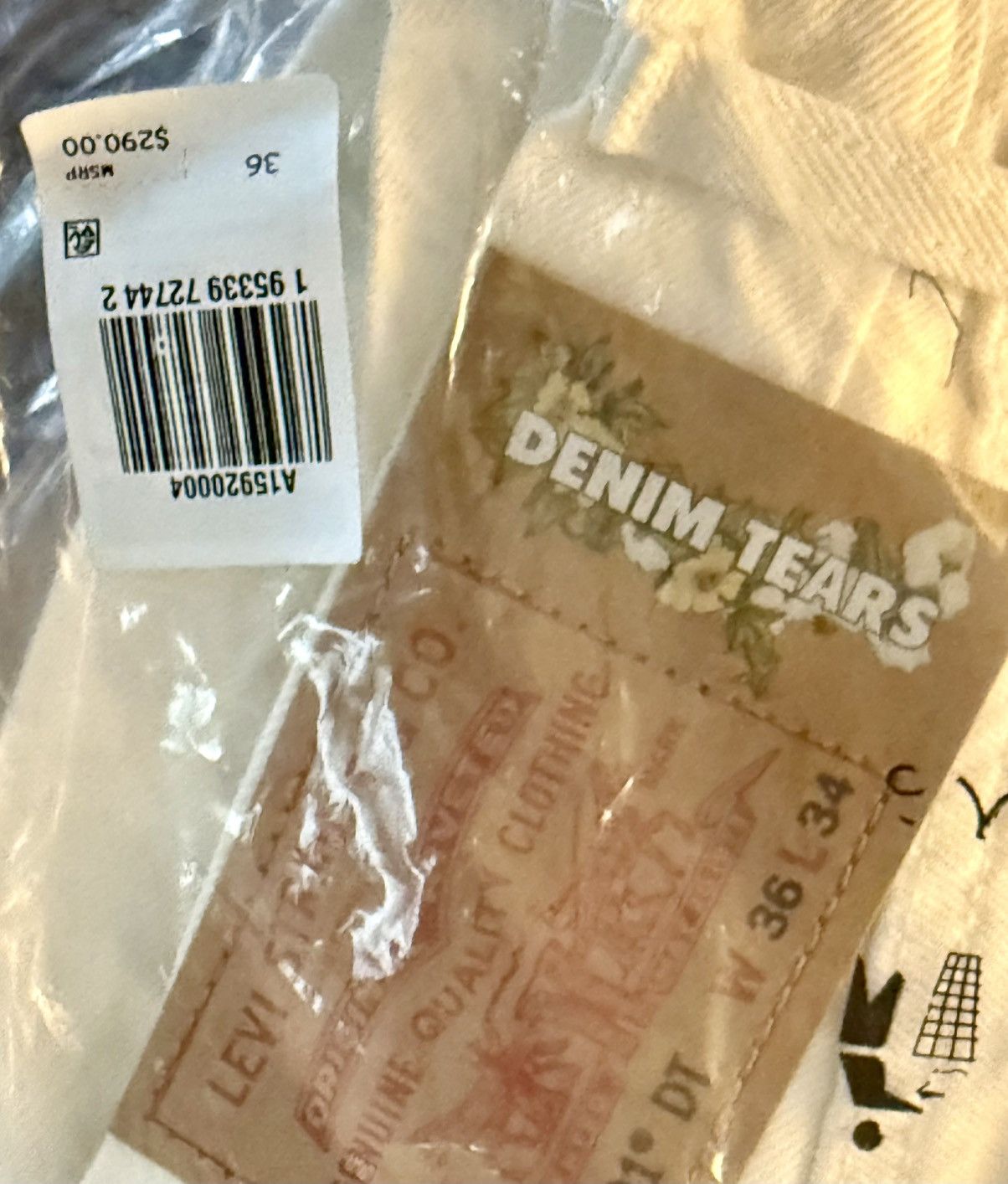 DENIM TEARS Denim Tears, X Levi’s Cream / Egg Shell 501 New Size US 36 / EU 52 - 6 Thumbnail