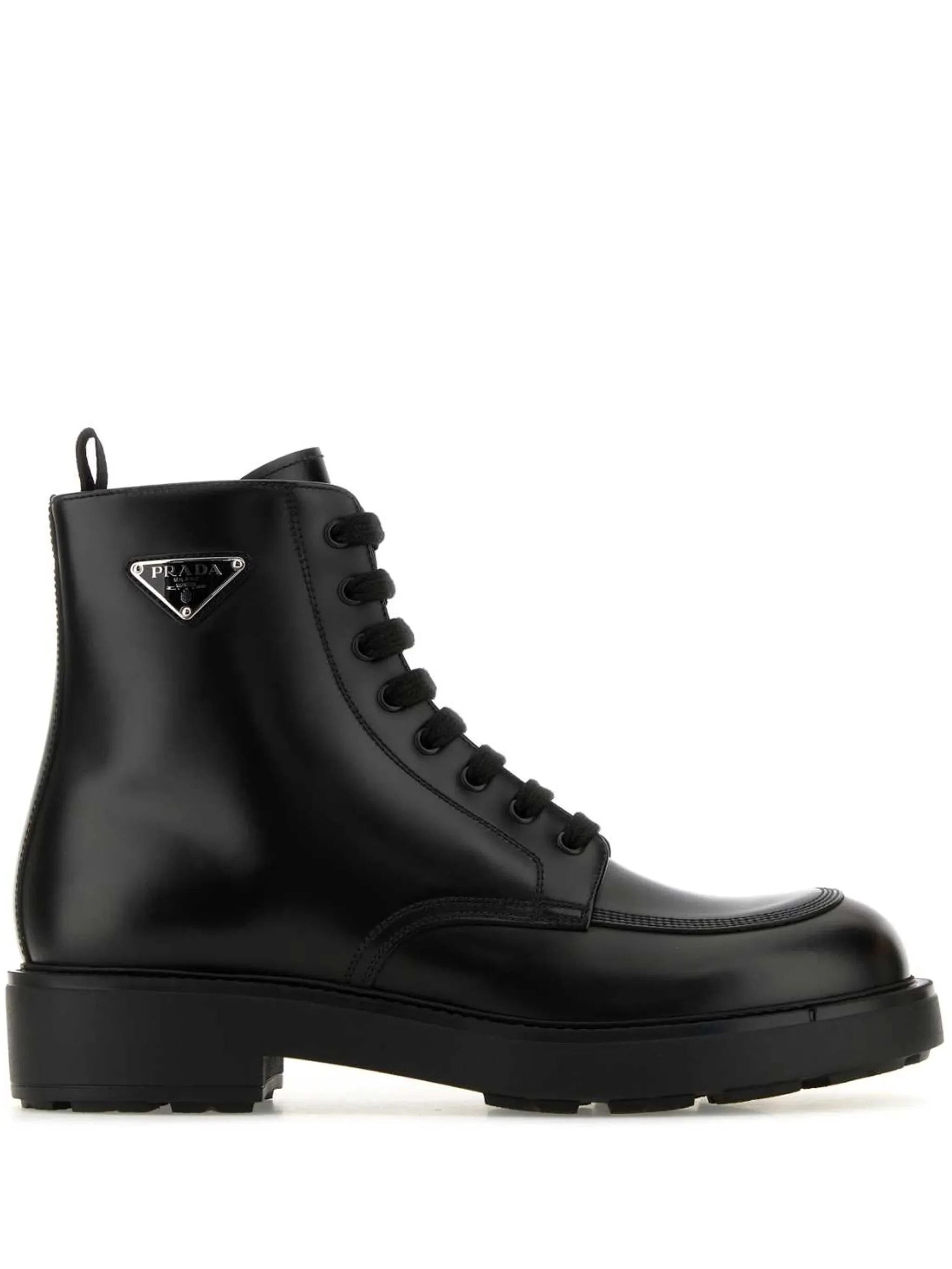 Logo Brushed-leather Boots