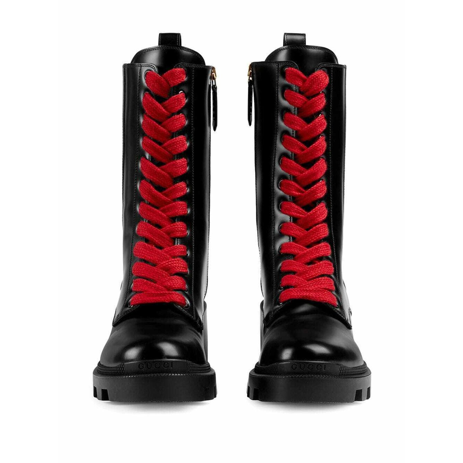 Gucci Gucci Trip Black Leather Red Green Web Stripe Mid Calf Block Size US 5 / IT 35 - 6 Thumbnail