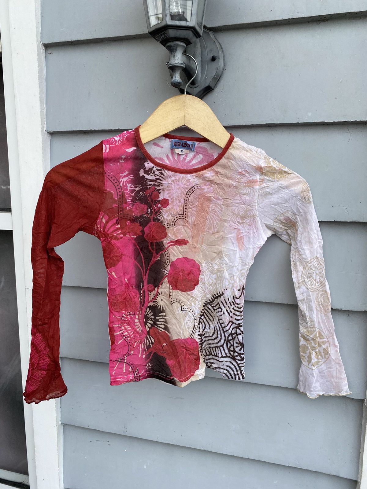 Kenzo Kenzo Junior/Kids Japanese Red Pink Flower Mesh Longsleeve Size L / US 10 / IT 46 - 1 Thumbnail