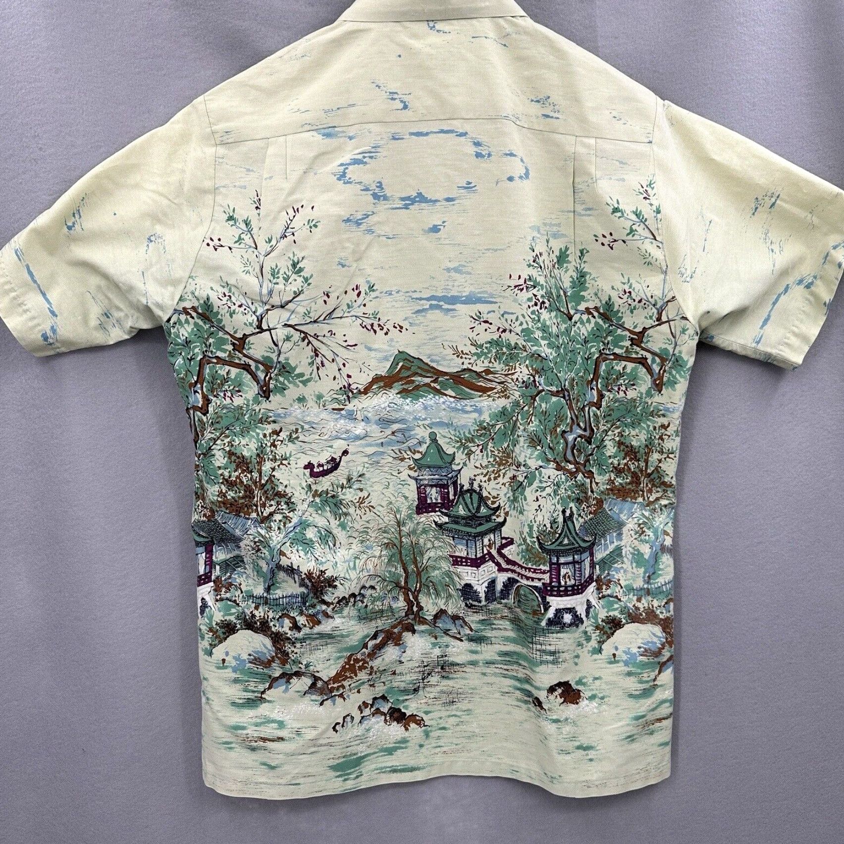 BONSAI VINTAGE Liberty House Hawaii Short Sleeve Shirt Men XL Ivory 1960s Aloha Bonsai Waialae Coin Button Size US XL / EU 56 / 4 - 5 Thumbnail