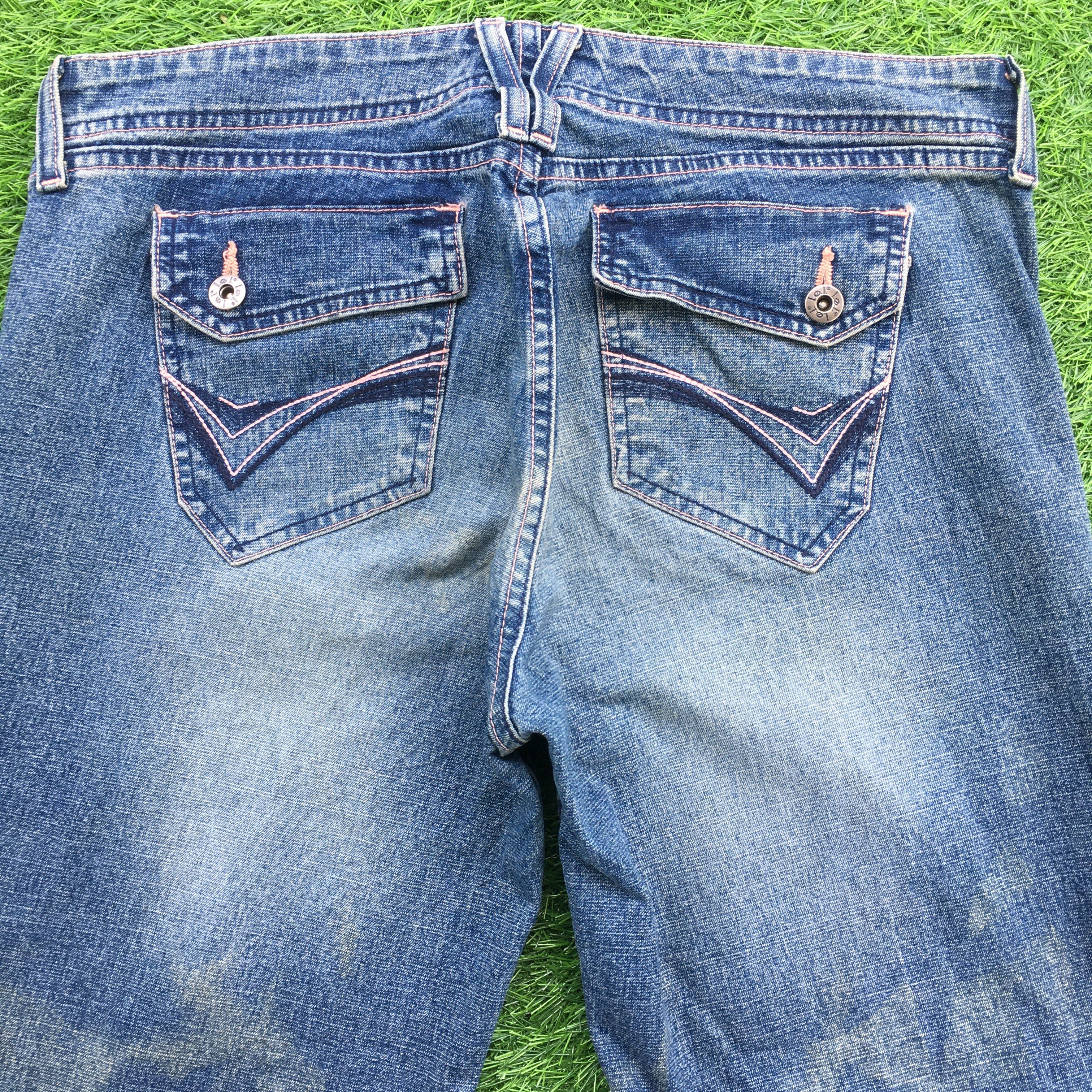 Designer × Jean Y2K Low Rise Distressed Flare Jeans D-965 Size 31" - 4 Thumbnail