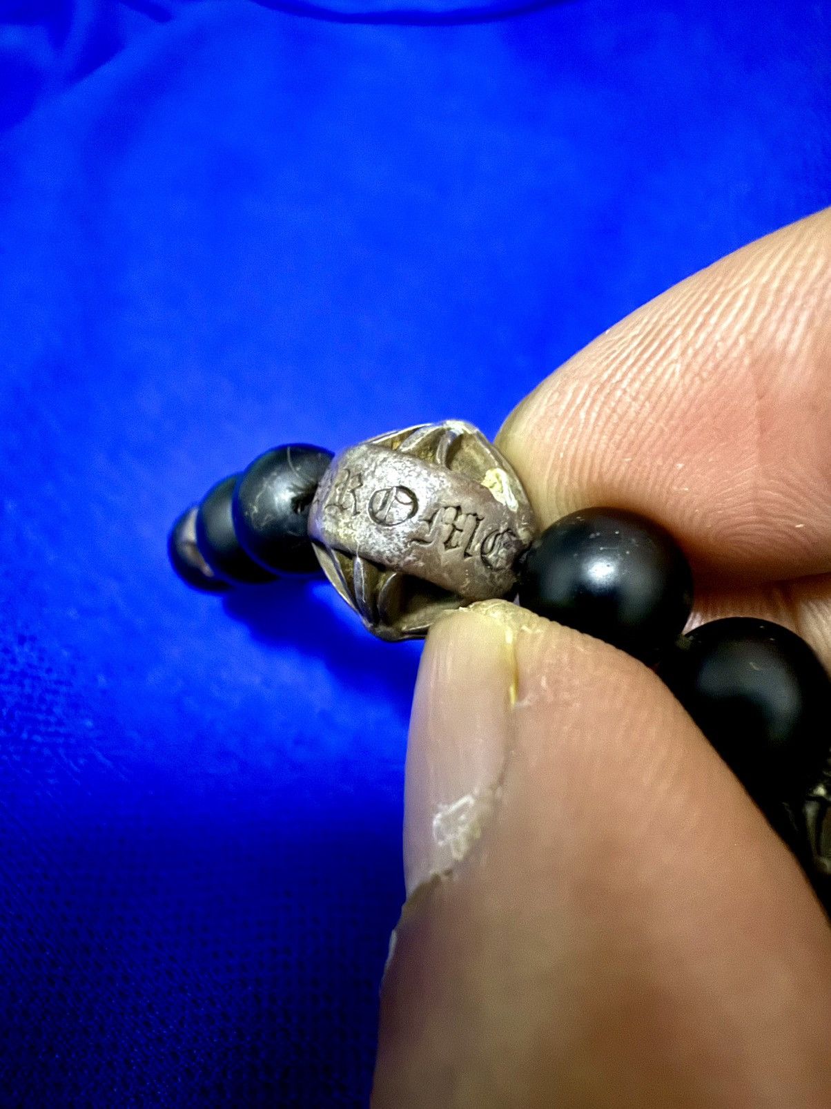 Chrome Hearts 🔥SICK🔥Chrome Hearts Onyx Bead silver cross ball bracelet Size ONE SIZE - 8 Thumbnail