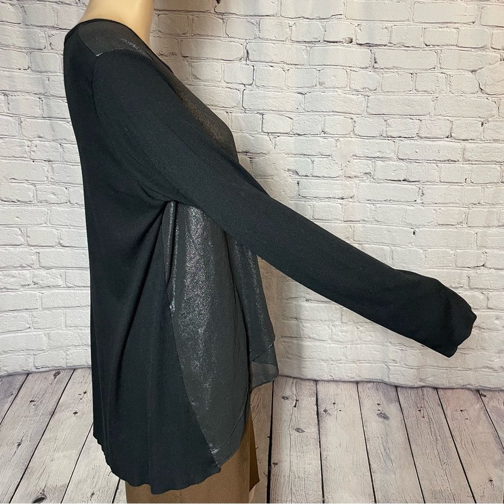 LOLA + SOPHIE Lola & Sophie Mixed Media Foil Chiffon Knit Long Sleeve Top Size L / US 10 / IT 46 - 4 Thumbnail