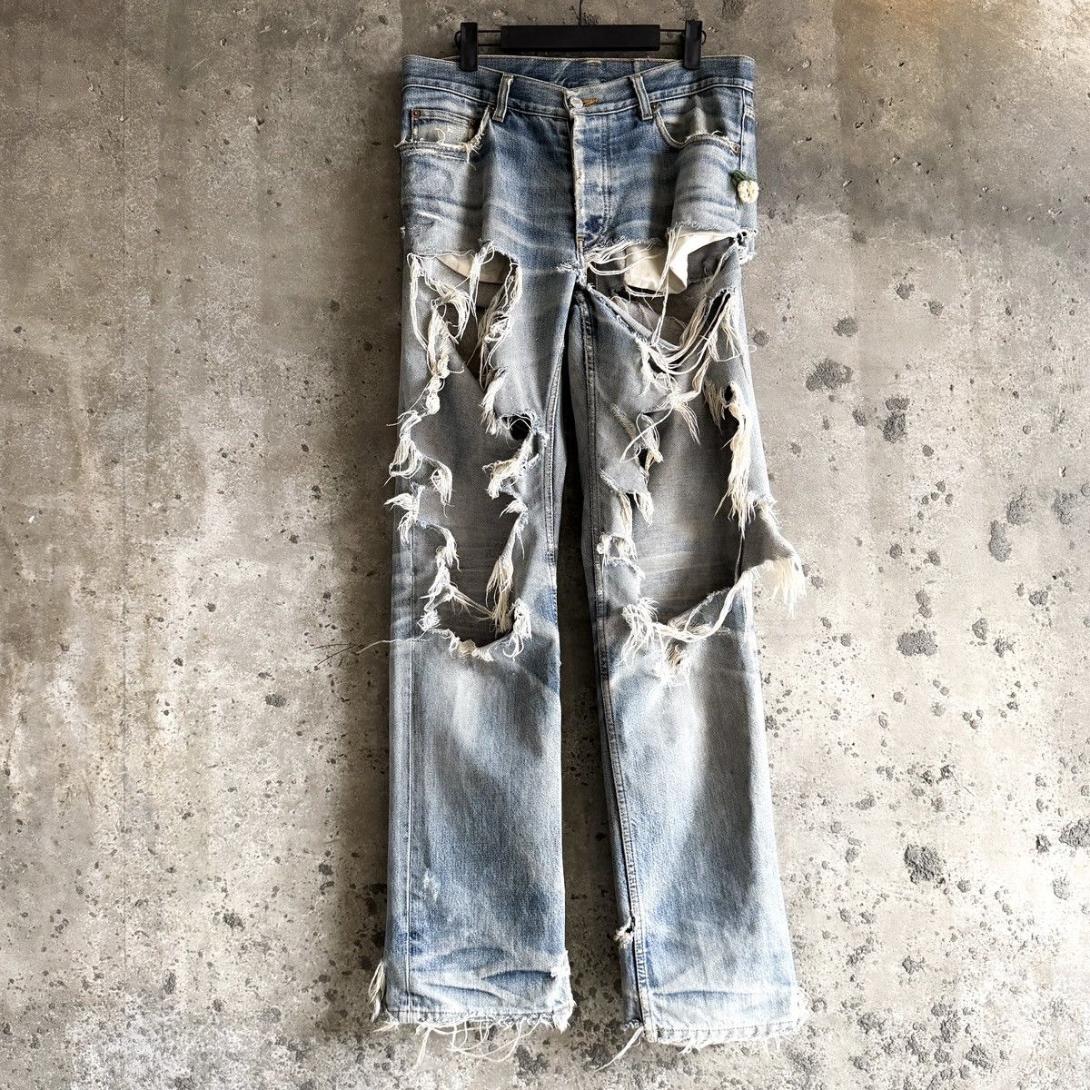 Helmut Lang Vintage Helmut Lang 1998 THRASHED Repair Denim Size US 32 / EU 48 - 2 Thumbnail