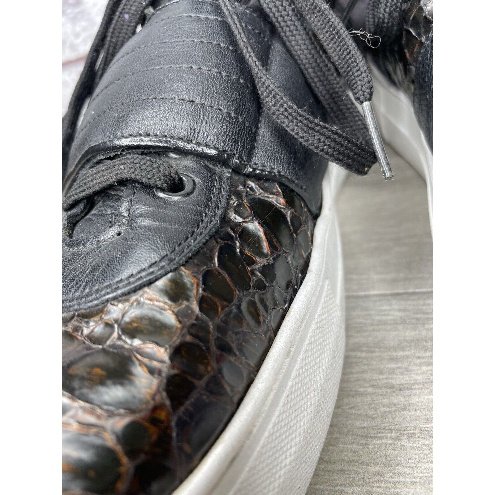 Savio Barbato Savio Barbato Brown Patent Croc Embossed High Top Strap Snea Size US 12 / EU 45 - 12 Thumbnail