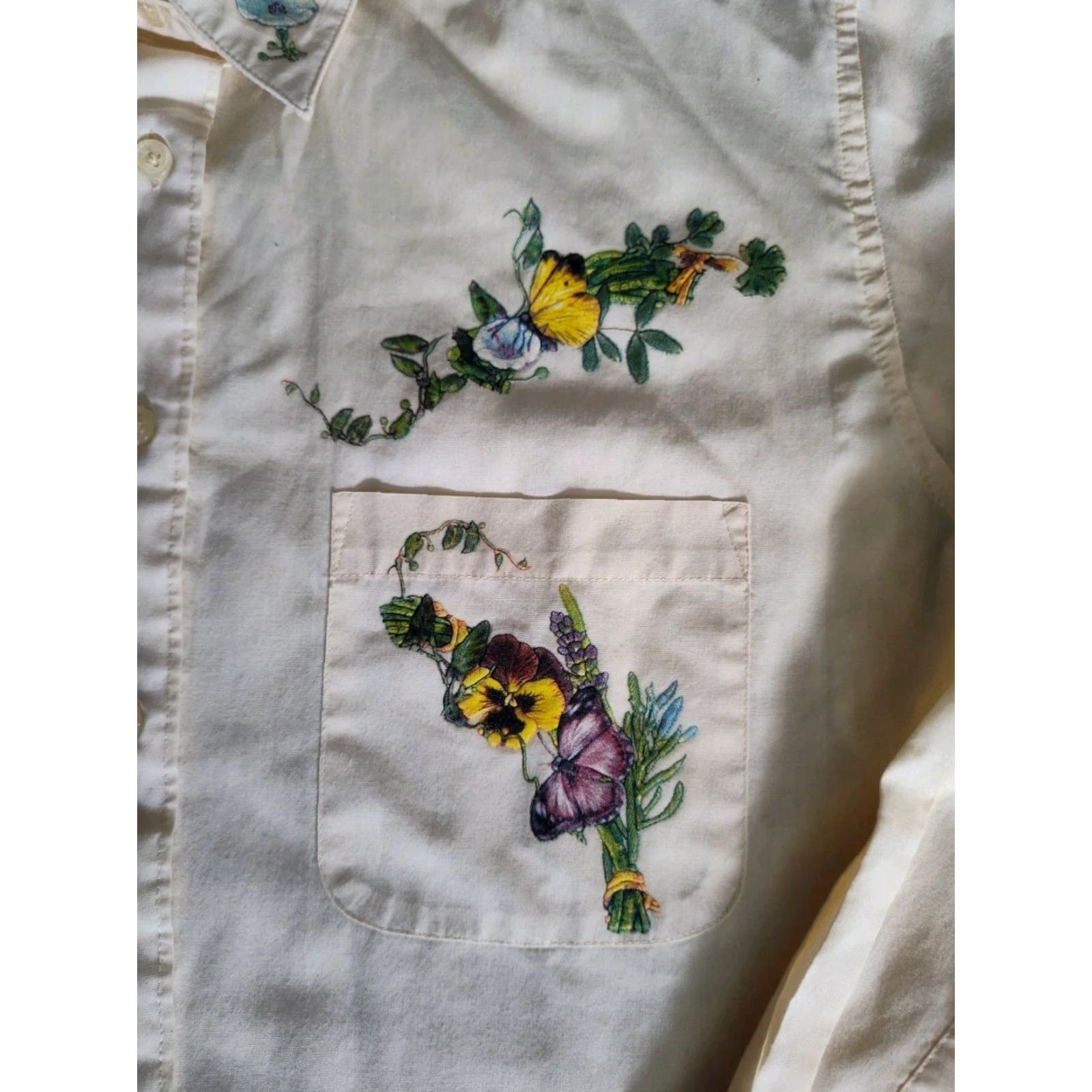 Etro Shipshe Women's Button Up L/S Shirt Rockabilly Diner Floral Size M Retro Vintage Classic Coat Yellow Size M / US 6-8 / IT 42-44 - 3 Thumbnail
