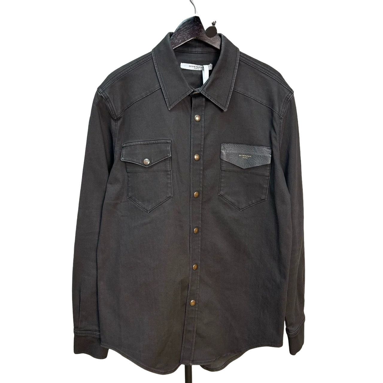 Givenchy Givenchy Leather Trim Denim Shirt Size M Size US M / EU 48-50 / 2 - 1 Thumbnail