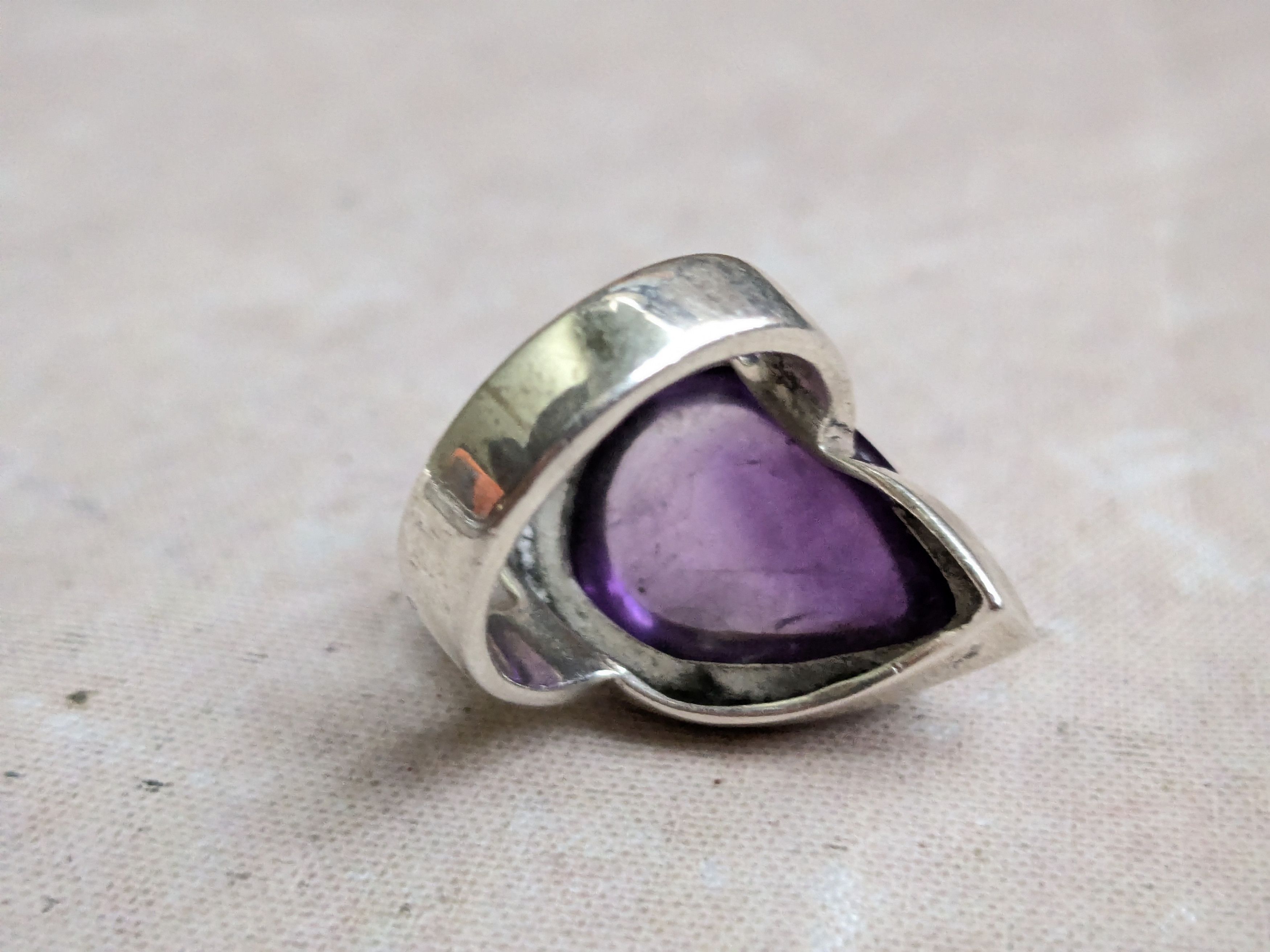 Sterling Silver Vintage Sterling Silver Ring Purple Amethyst 6 Teardrop Size ONE SIZE - 7 Thumbnail