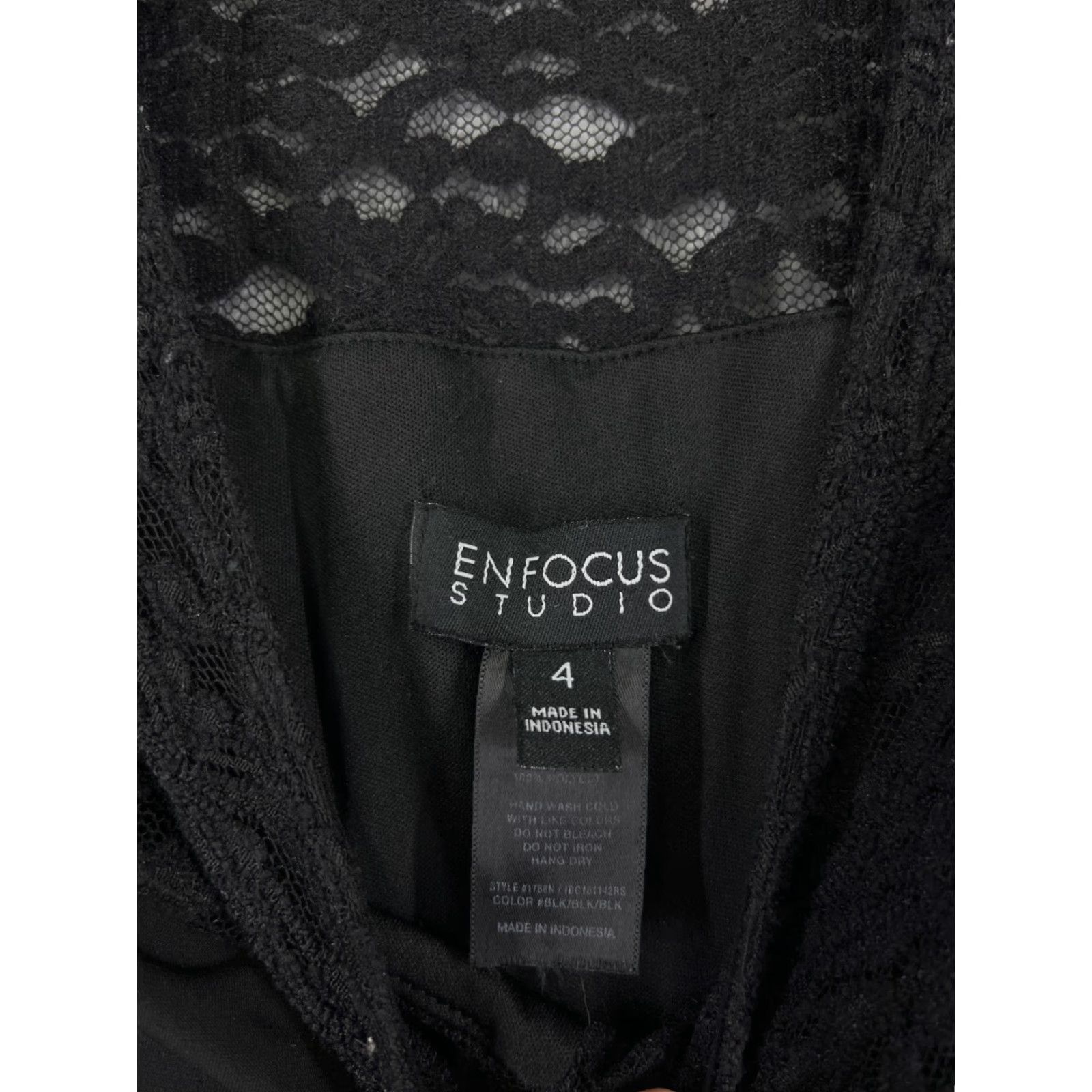 Vintage Enfocus Studio Dress Womens 4 Black Lace Shoulders Sleeveless Polyester Blend Size S / US 4 / IT 40 - 3 Thumbnail