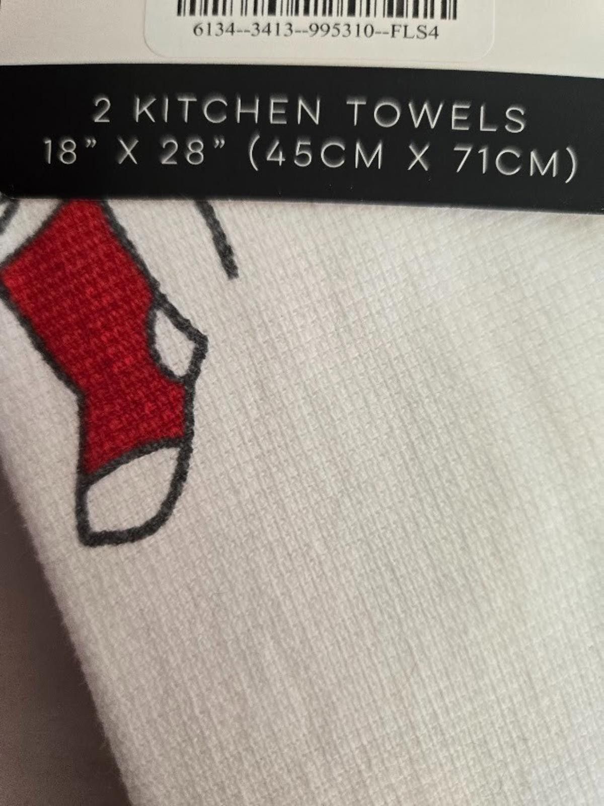 Other Novogratz Dish Towels Set of 2 Dog Stocking White Cotton NWT Size ONE SIZE - 4 Thumbnail
