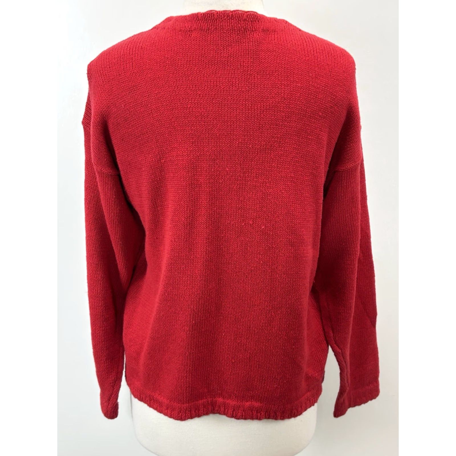 Vintage VINTAGE Victoria Jones Christmas Cardigan Sweater Women’s M Red Snowmen Beaded Pearl Button Jewel Knit Cotton Blend 90s Holiday Ugly Snowman Size M / US 6-8 / IT 42-44 - 3 Thumbnail