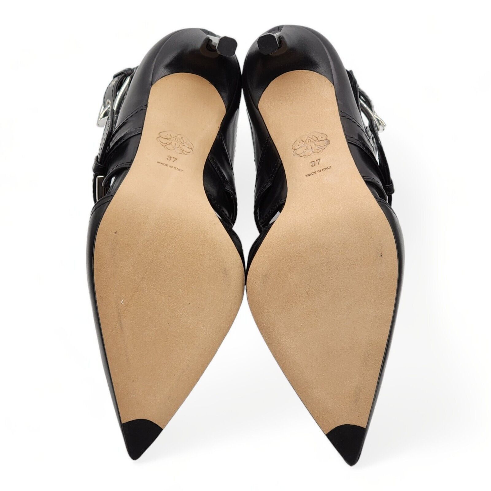 Alexander McQueen Cage Buckle Ankle Stiletto Heeled Booties Leather Black 37 Size US 7 / IT 37 - 6 Thumbnail
