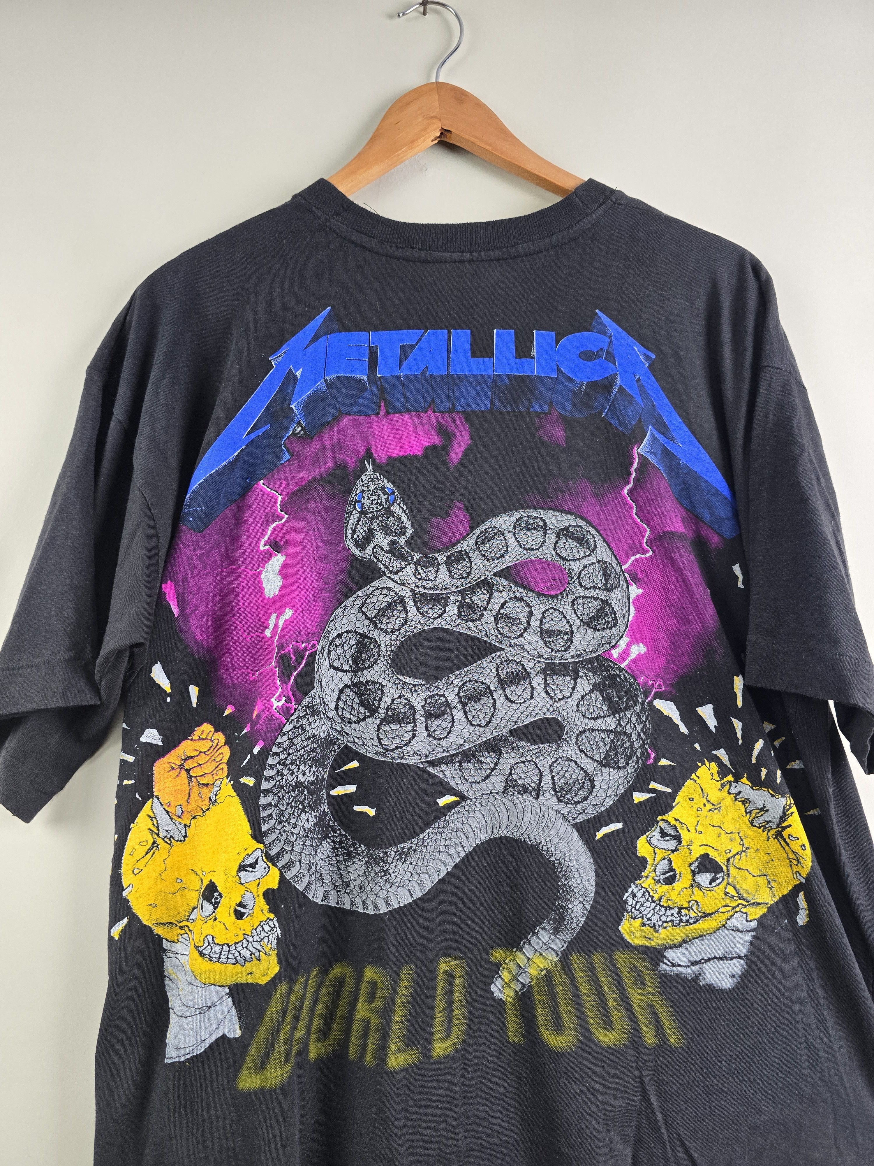 Band Tees × Metallica × Vintage 90s Metallica World Tour Full Print XL 23" 30" Size US XL / EU 56 / 4 - 6 Thumbnail