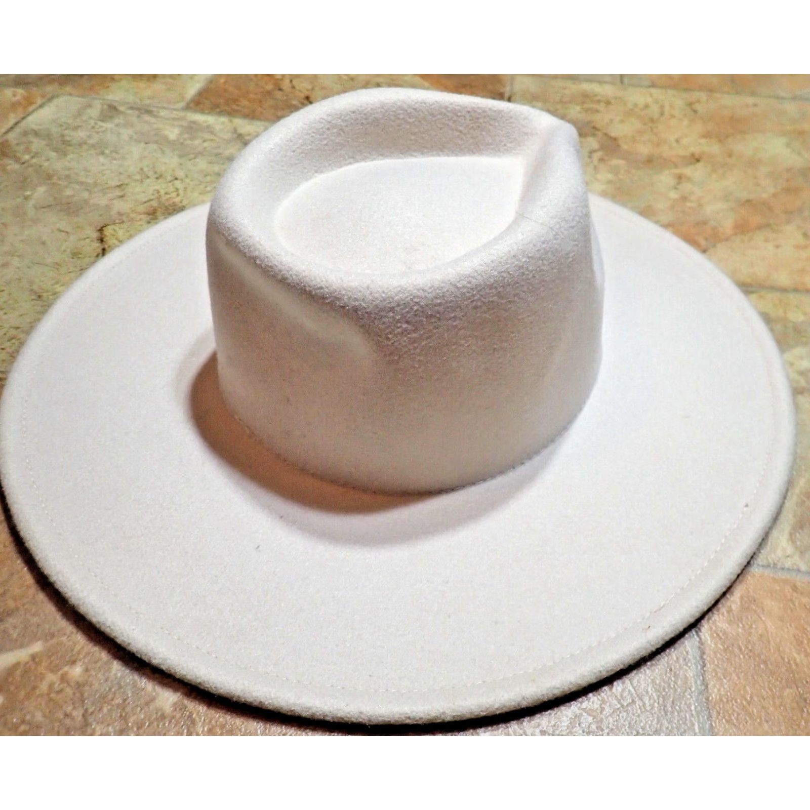FELT Vegan Felt Fedora Rancher Creamy Ivory Western Hat Adult Unisex One Size Size ONE SIZE - 4 Thumbnail