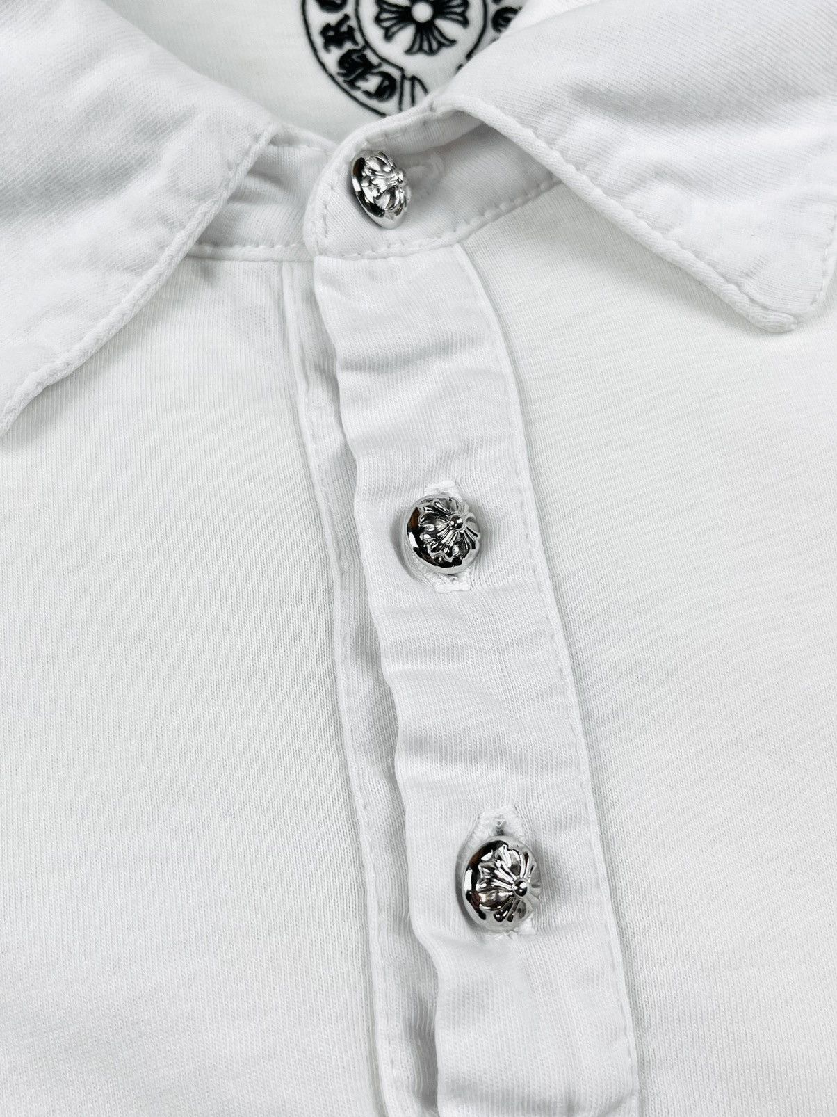 Chrome Hearts Chrome Hearts Vintage Silver Button Horseshoe Polo Tshirt Size US L / EU 52-54 / 3 - 4 Thumbnail