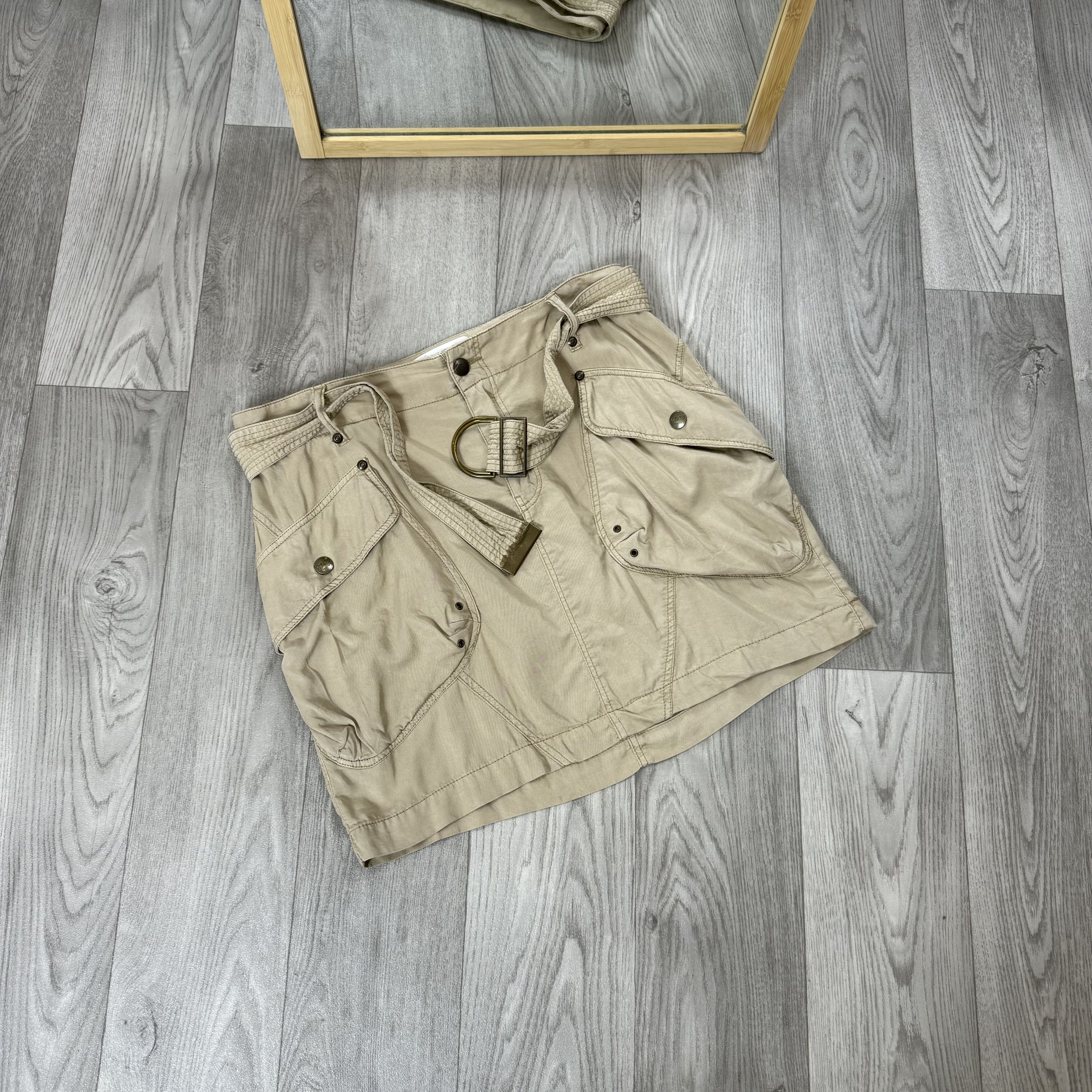 Vintage Vintage Y2K Cargo Pockets Beige Women's Midi Skirt Size 28" / US 6 / IT 42 - 2 Thumbnail
