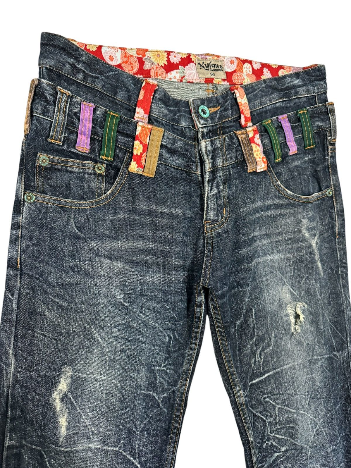 Japanese Brand Avant Garde Nylaus Clothing Double Waist Flare Denim Size US 33 - 2 Thumbnail