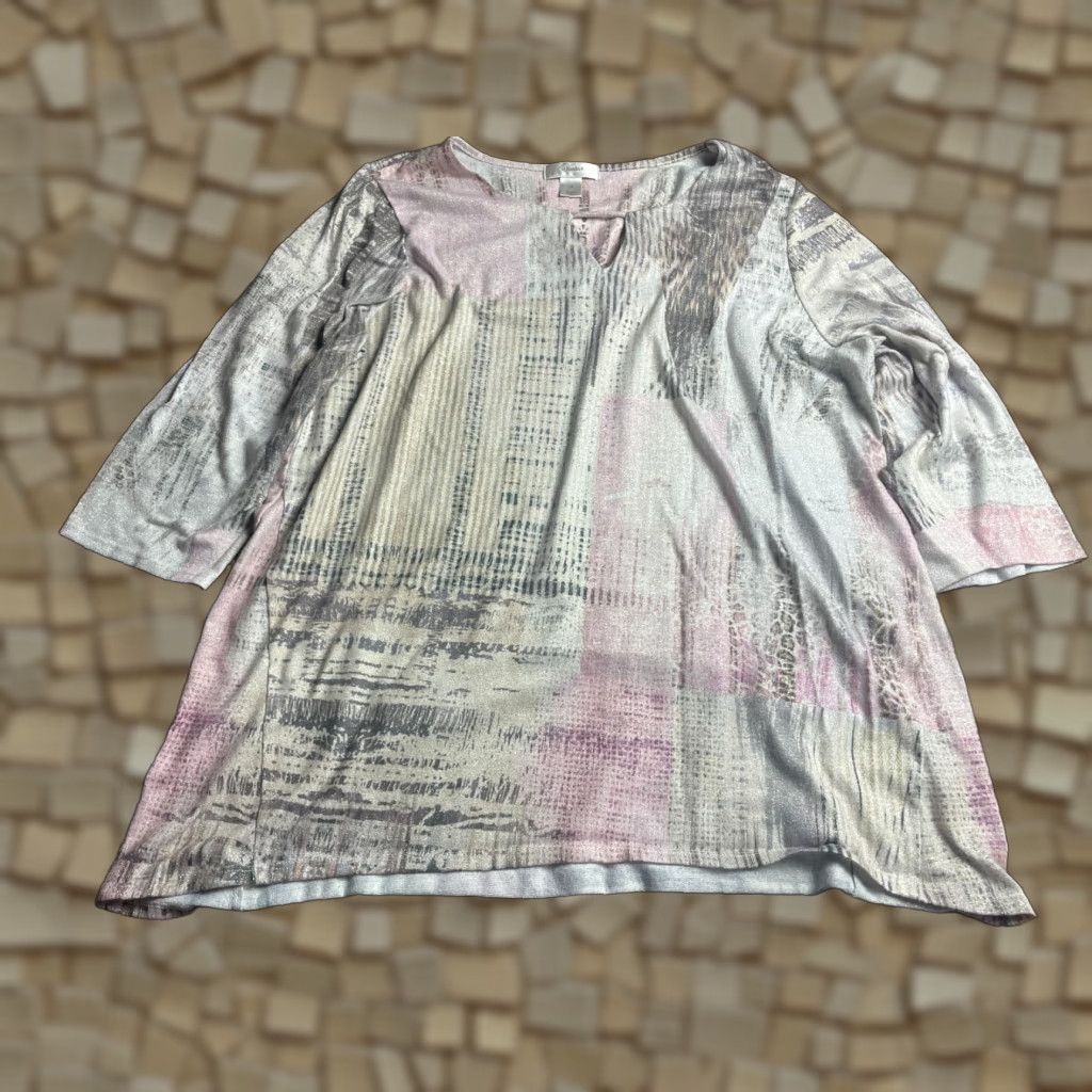 Vintage CJ Banks Shirt Womens Plus Size 1X Long Sleeve Silver Gray Metallic Modern Casual Women 1X Mens? Size XL / US 12-14 / IT 48-50 - 1 Thumbnail