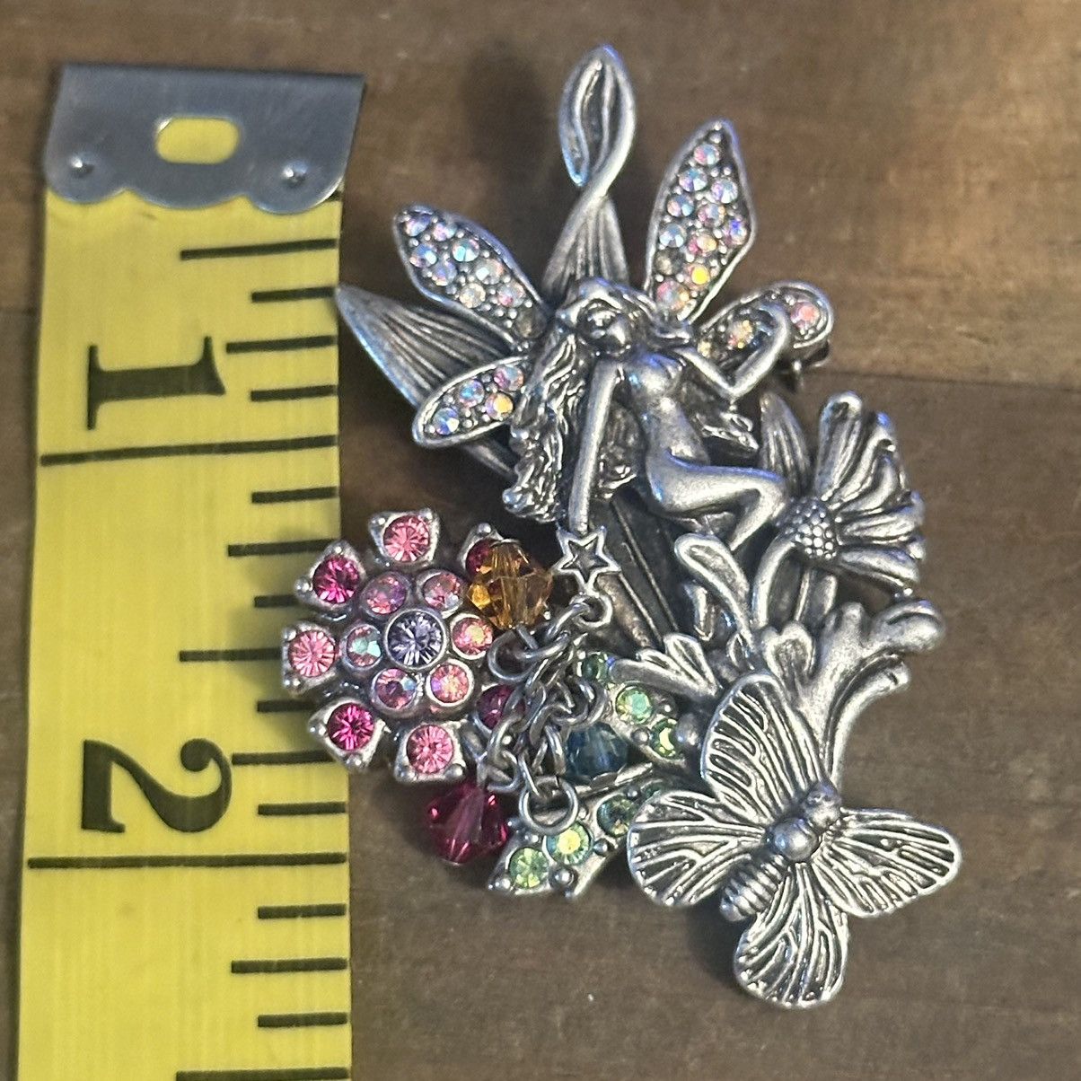 Vintage Vintage Kirks Folly rhinestone garden fairy brooch Size ONE SIZE - 2 Thumbnail