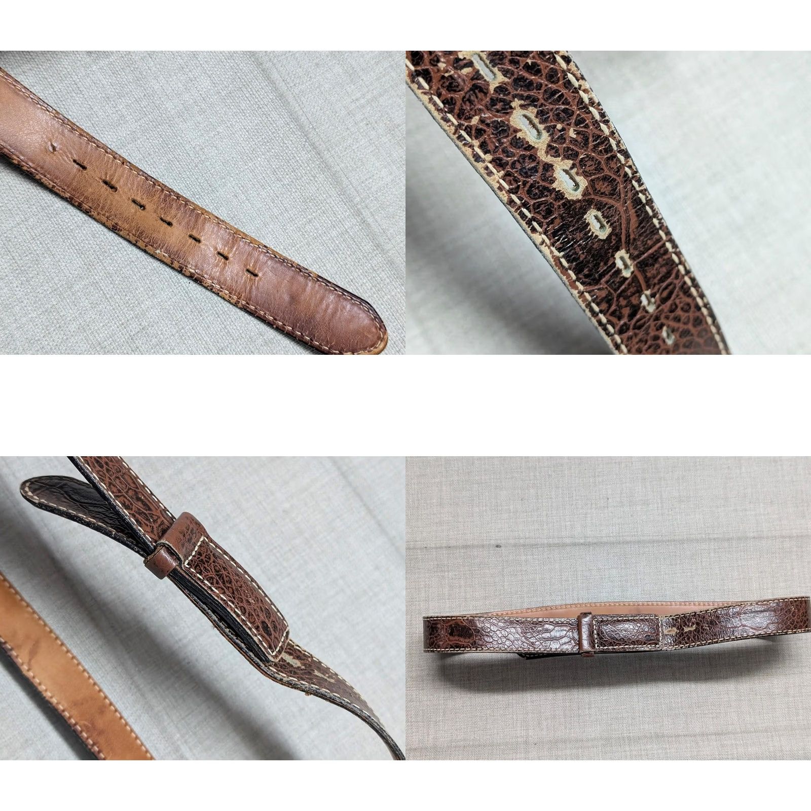 Vintage VINTAGE Justin belt Western belt 36 brown embossed sea turtle cowhide leather Mens Belt Size 36 - 8 Thumbnail