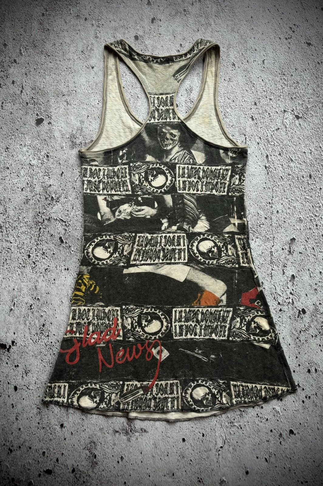 Hysteric Glamour Y2k Glad News Skull Punk Style Tank tops Size M / US 6-8 / IT 42-44 - 2 Thumbnail