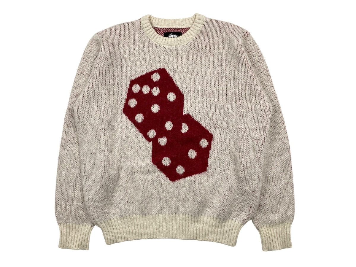image of Stussy Dice Mohair Sweater in Red/White, Men's (Size Medium)