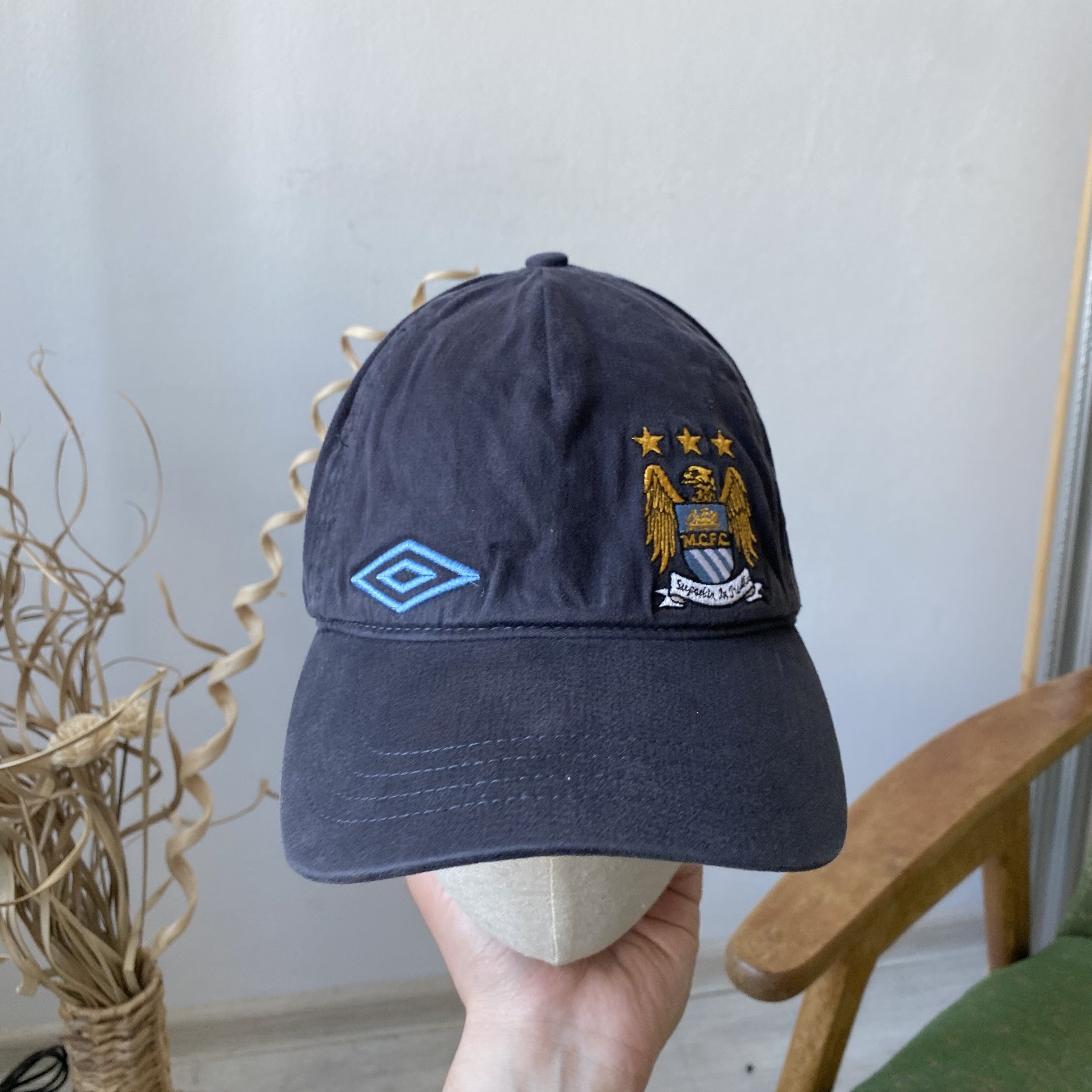 Umbro ⚽️ Vintage Umbro Manchester City cap Jersey Blockore Drill Size ONE SIZE - 3 Thumbnail