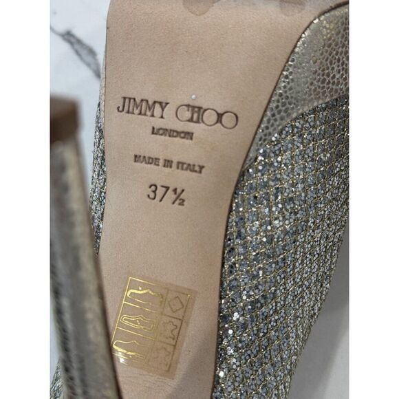 Jimmy Choo Jimmy Choo Luna Peep Toe Platform Pumps in Gold Glitter Size Size US 7.5 / IT 37.5 - 7 Thumbnail