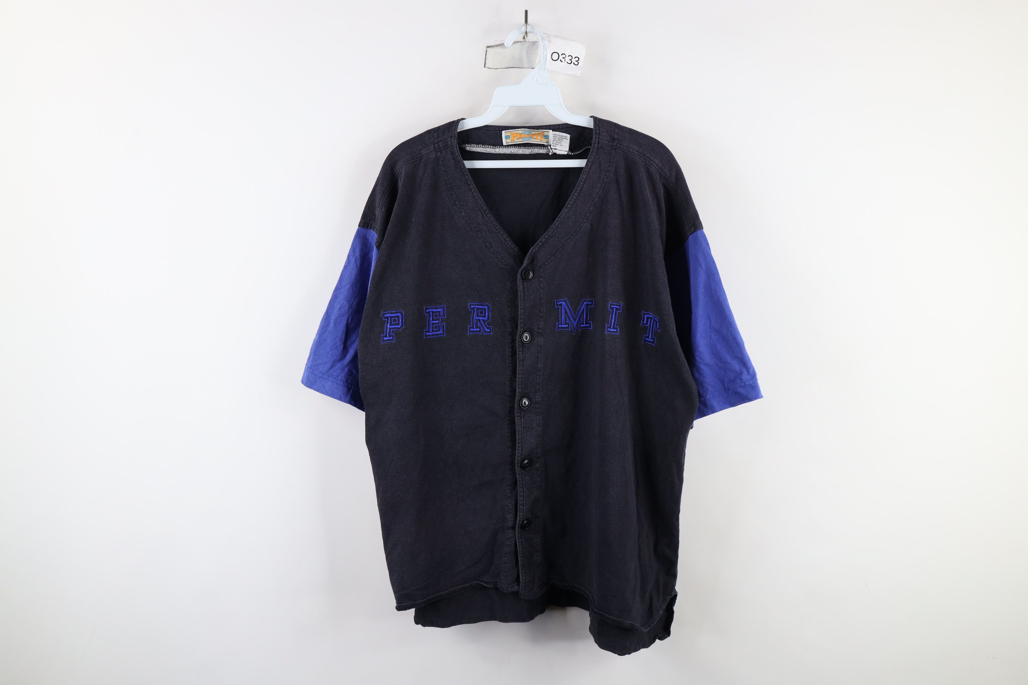Vintage Vintage 90s Streetwear Block Hip Hop Permit Baseball Jersey Size US XL / EU 56 / 4 - 1 Thumbnail