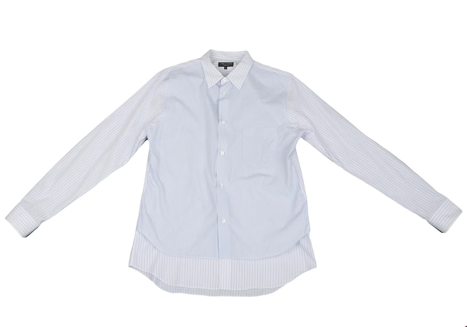 Comme des Garcons Homme Plus Layered Stripe Long Sleeve Shirt in Blue and Off White Size US M / EU 48-50 / 2 - 2 Thumbnail