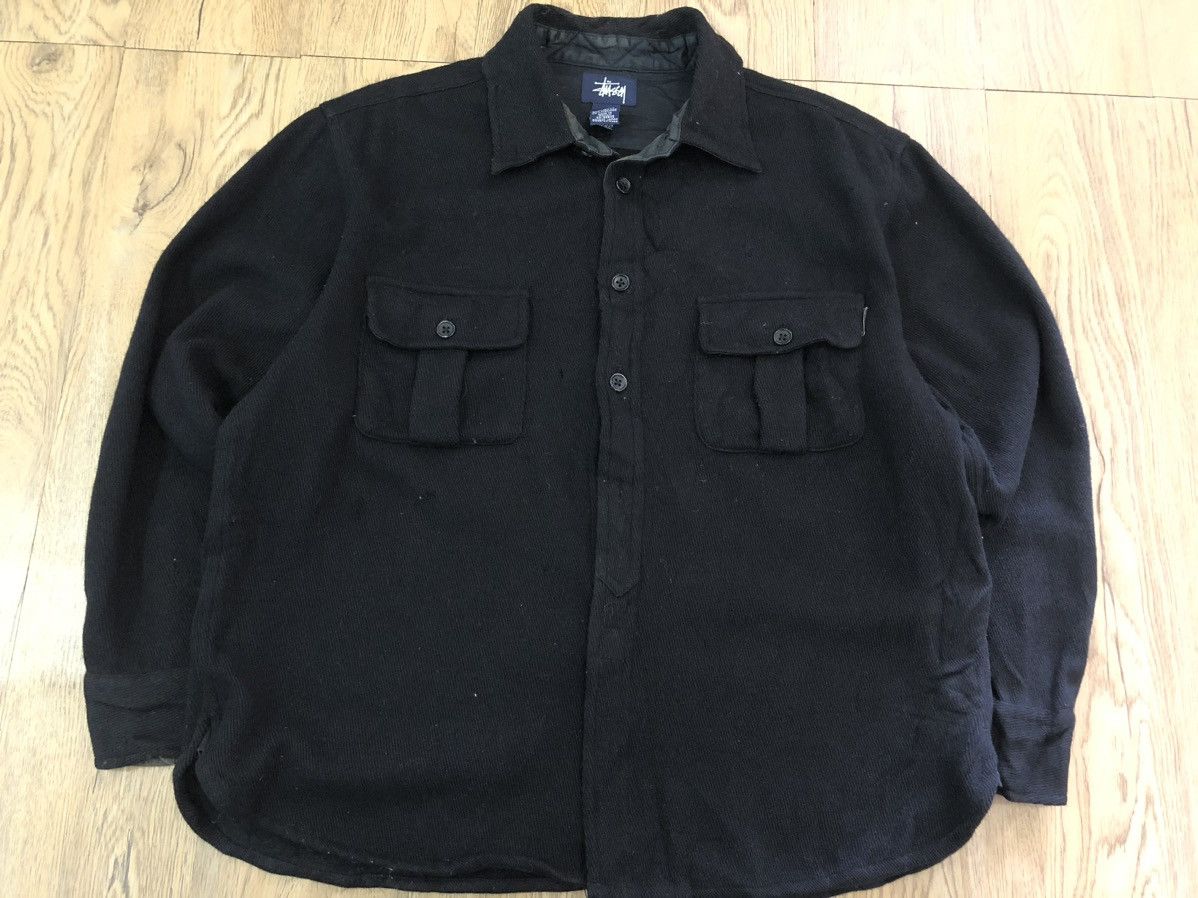 image of 90’S Stussy Wools Shirt in Black, Men's (Size Medium)