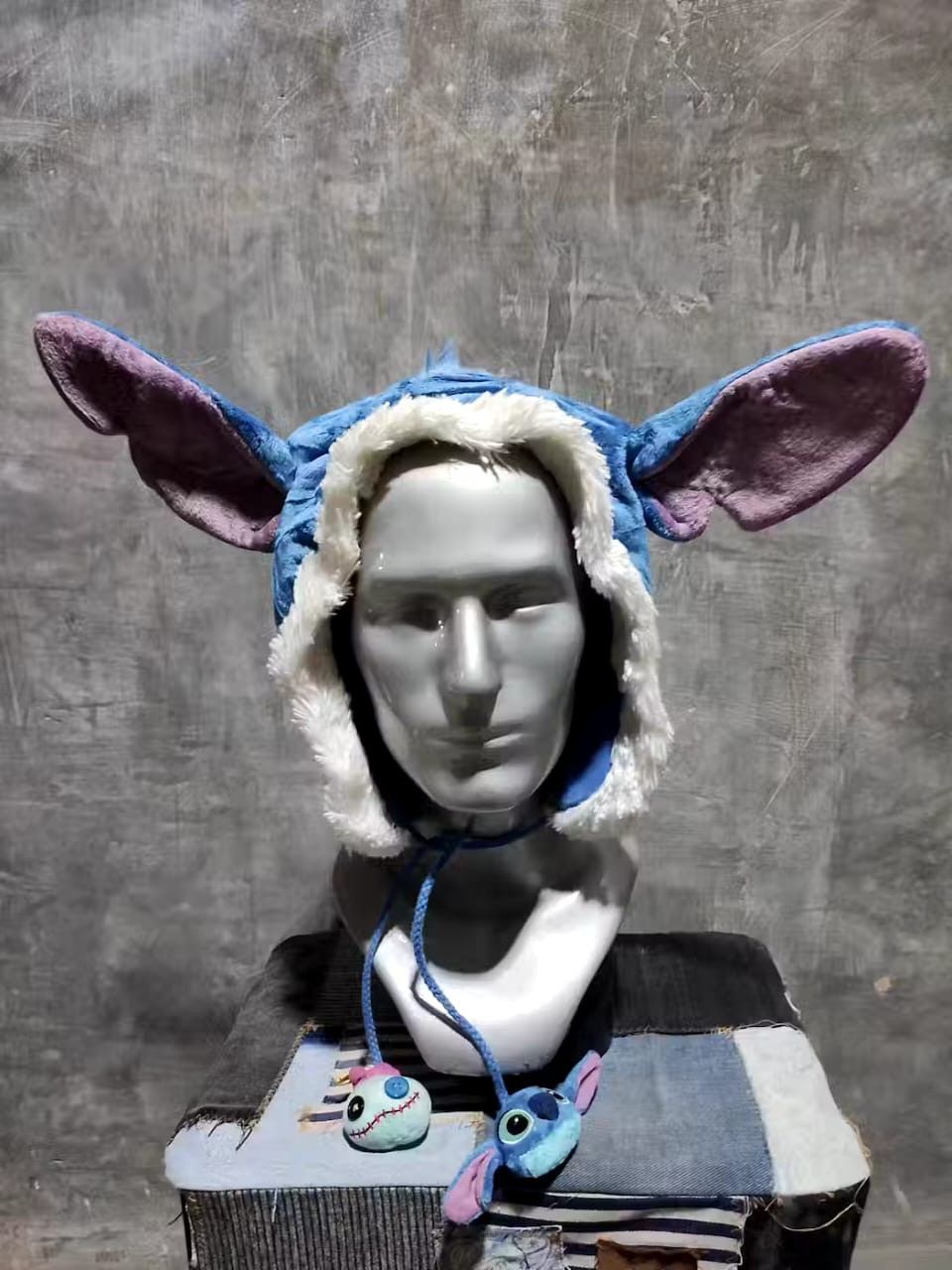 image of Disney Stitch Cartoon Bunny Horn Hats in Blue, Men's