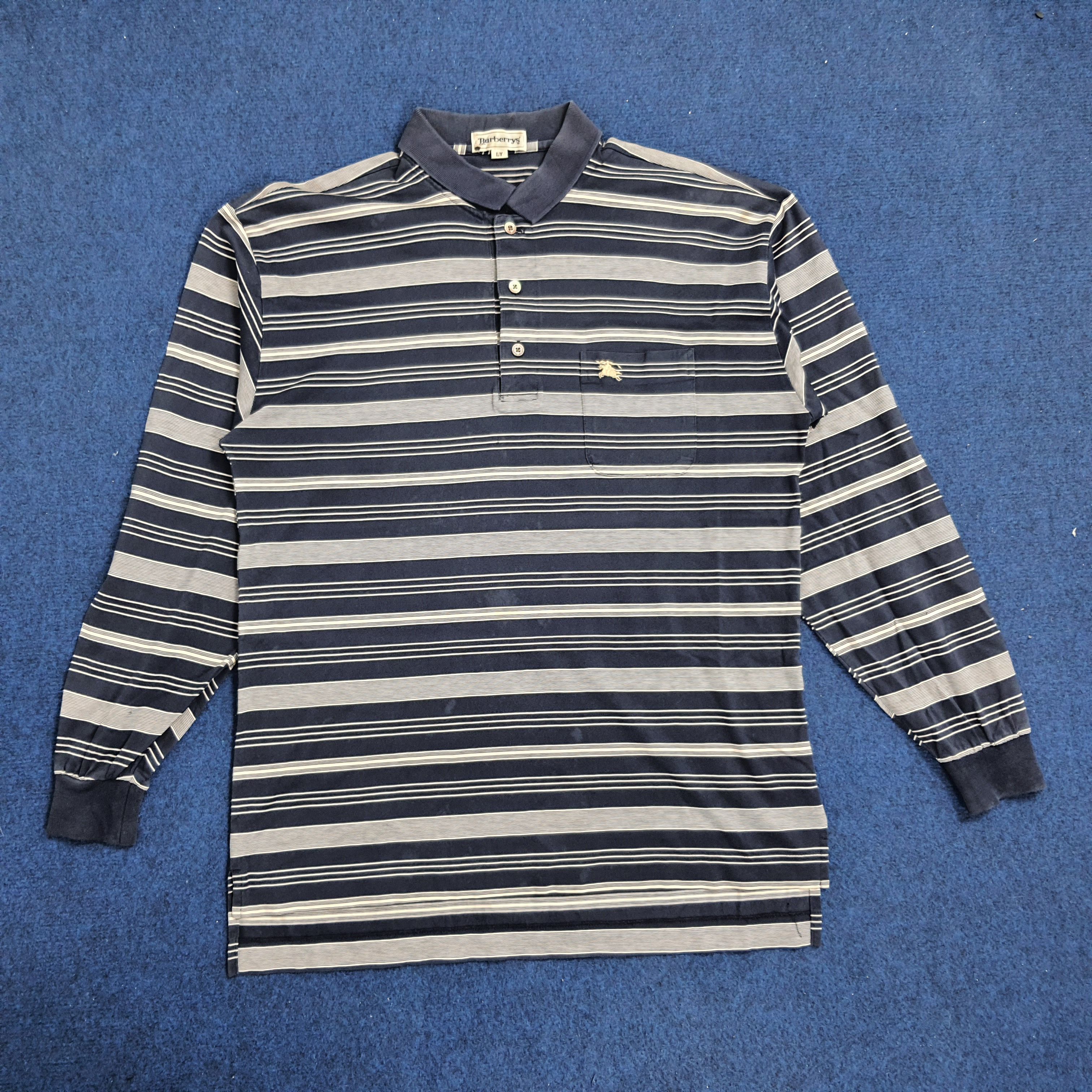 Burberry Burberry Stripes Long Sleeve Polo Shirt Size US L / EU 52-54 / 3 - 1 Thumbnail