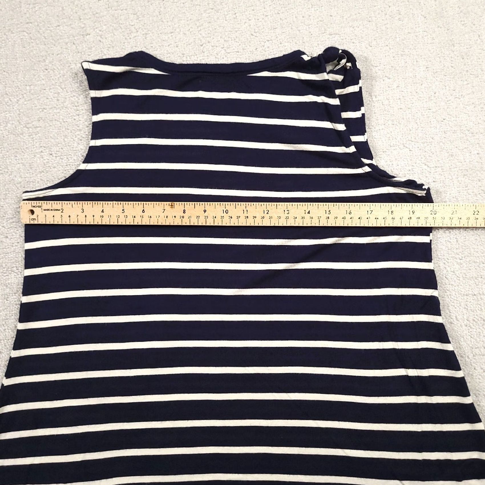 Vintage Maurices 24/7 Tank Top Shirt Womens Large Blue Striped Scoop Neck Stretch Tank Size L / US 10 / IT 46 - 7 Thumbnail