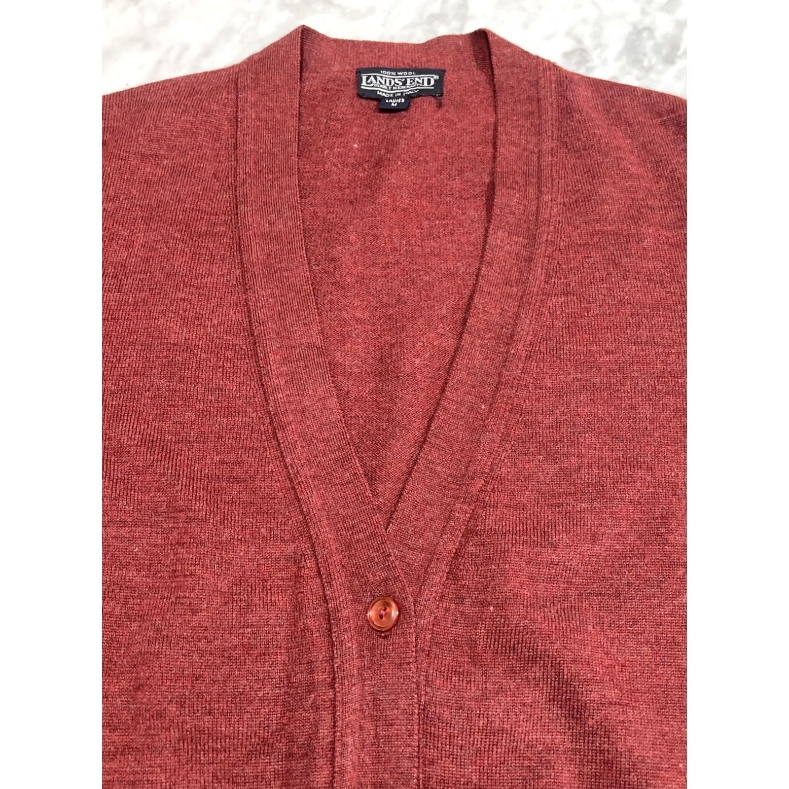 Lands' End VINTAGE Lands' End Wool Sweater Cardigan Women’s M Italy Brown Womens M Wool Sweater Brownish 1990s Secretary/Geek Size M / US 6-8 / IT 42-44 - 3 Thumbnail