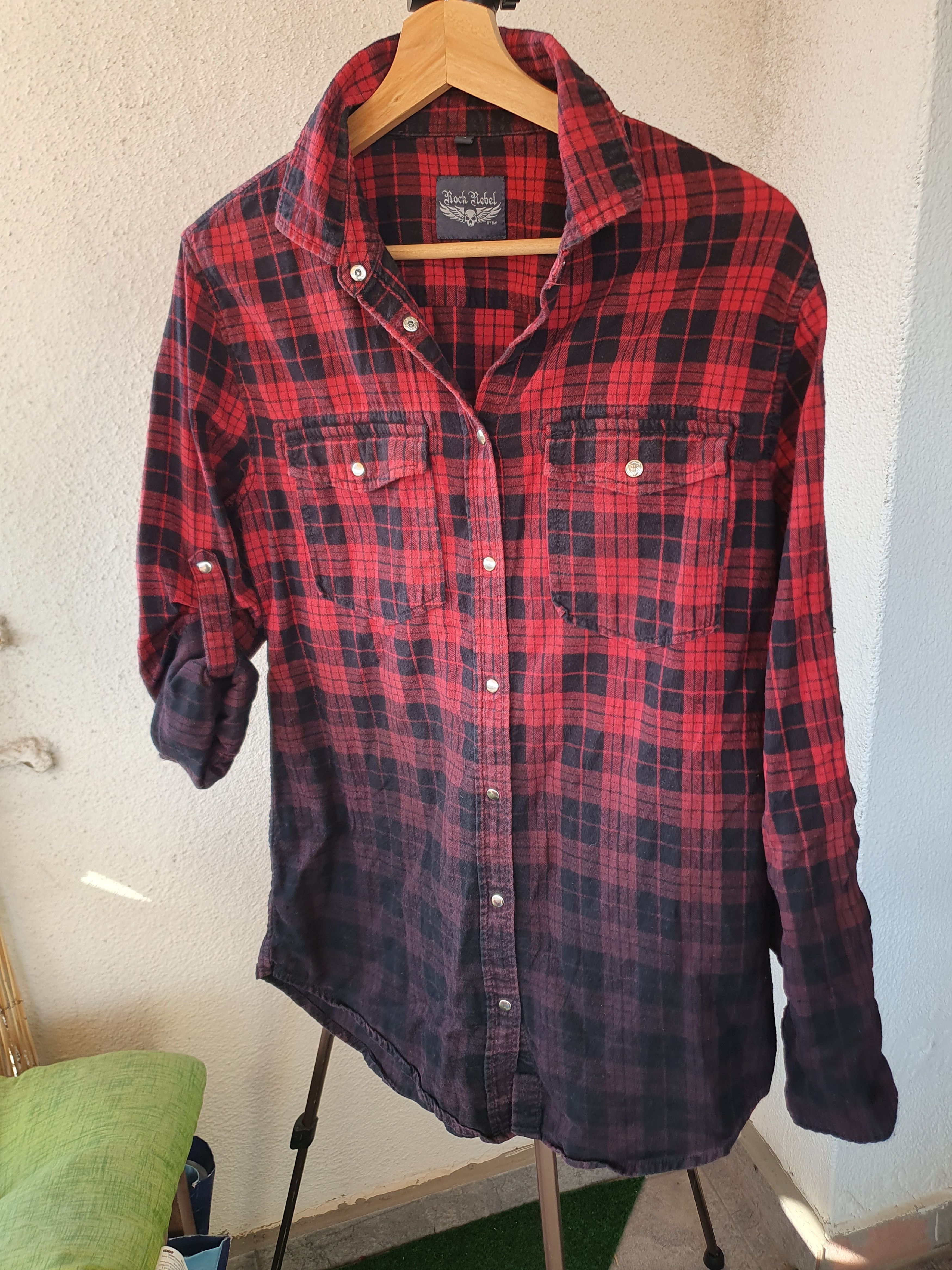 Other Rock Rebel by EMP Plaid Shirt Rhinestone Scull on back L Size L / US 10 / IT 46 - 2 Thumbnail