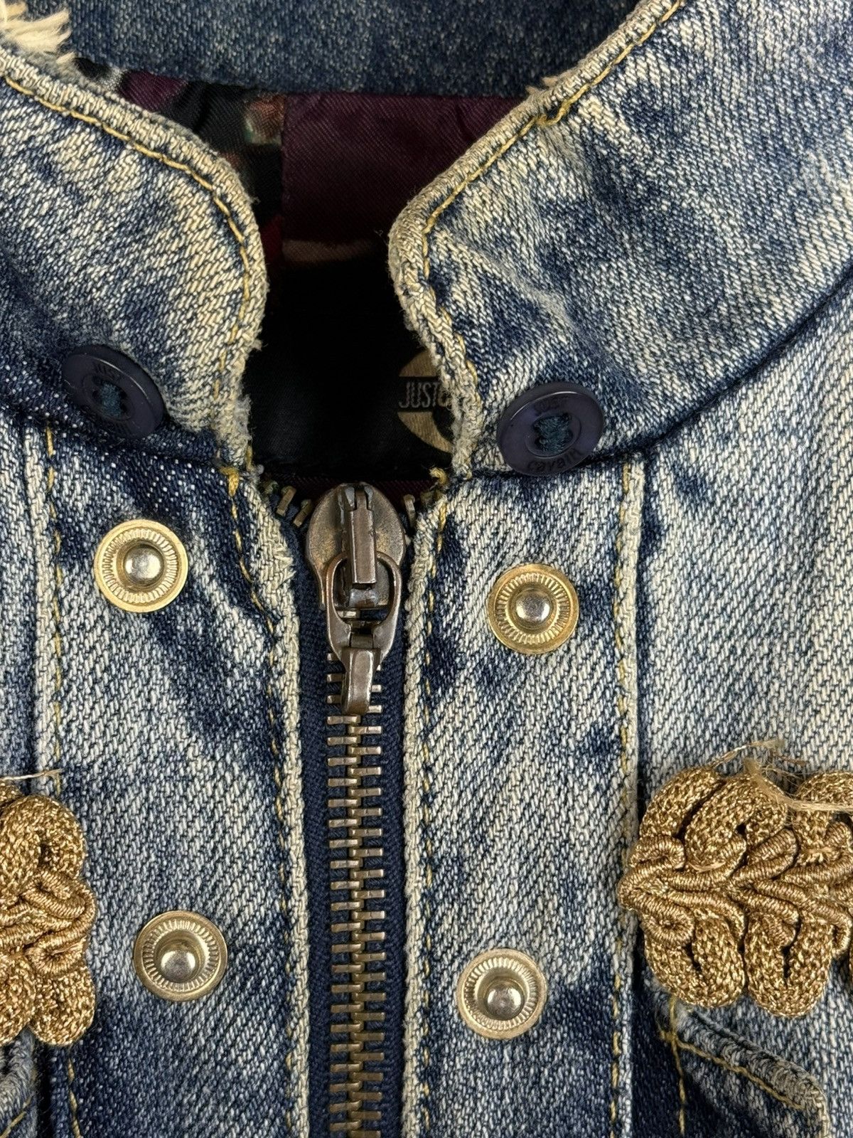 Roberto Cavalli Just Cavalli 2005 Runway Napoleon Denim Jacket Blue IT40 Size S / US 4 / IT 40 - 12 Thumbnail