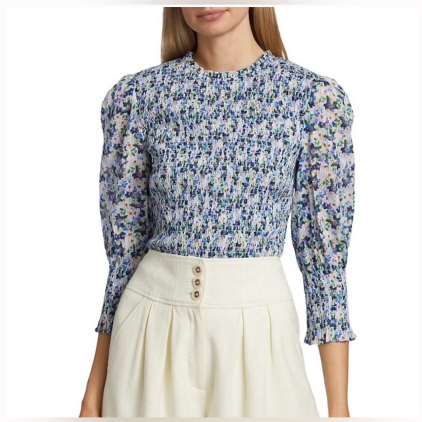 Veronica Beard Veronica Beard Kali Smocked Top Size:14 Size XL / US 12-14 / IT 48-50 - 1 Thumbnail